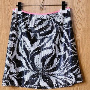 Lilly Pulitzer Harvey Black and White Sequin Pattern Mini Skirt Size 10